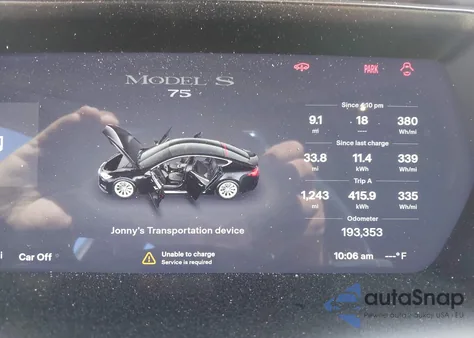 2017 Tesla Model S 60/75 z USA, uszkodzony, nr VIN 5YJSA1E16HF213979